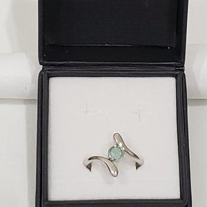 LucyQ Grandidierite ring in Rhodium over 925 Sterling size 10